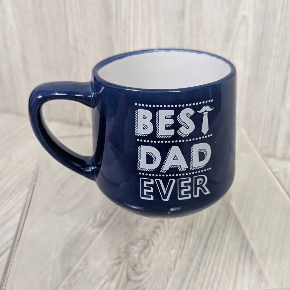 BEST DAD EVER Blue and White Ceramic Coffee Mug Coffee Cup Fathers Day Birthday